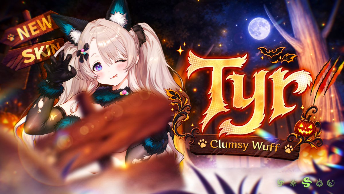 💖 Special Skin - Clumsy Wuff Tyr Meet the clumsy wolf now! 🐺 "Awooo! Watch out, I'm a big bad werewolf today!" Want to give this adorable wolf a big, juicy piece of meat? Follow us, like this post 💖, and leave a comment to call the wolf over! #BrownDust2 #Tyr