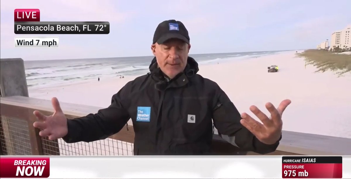 Meteorologist Jim Cantore is LIVE in Pensacola Beach, Florida, ahead of Hurricane Isaias' arrival. A storm surge of 5 to 7 feet is forecast, with further strengthening possible. Here is the latest: