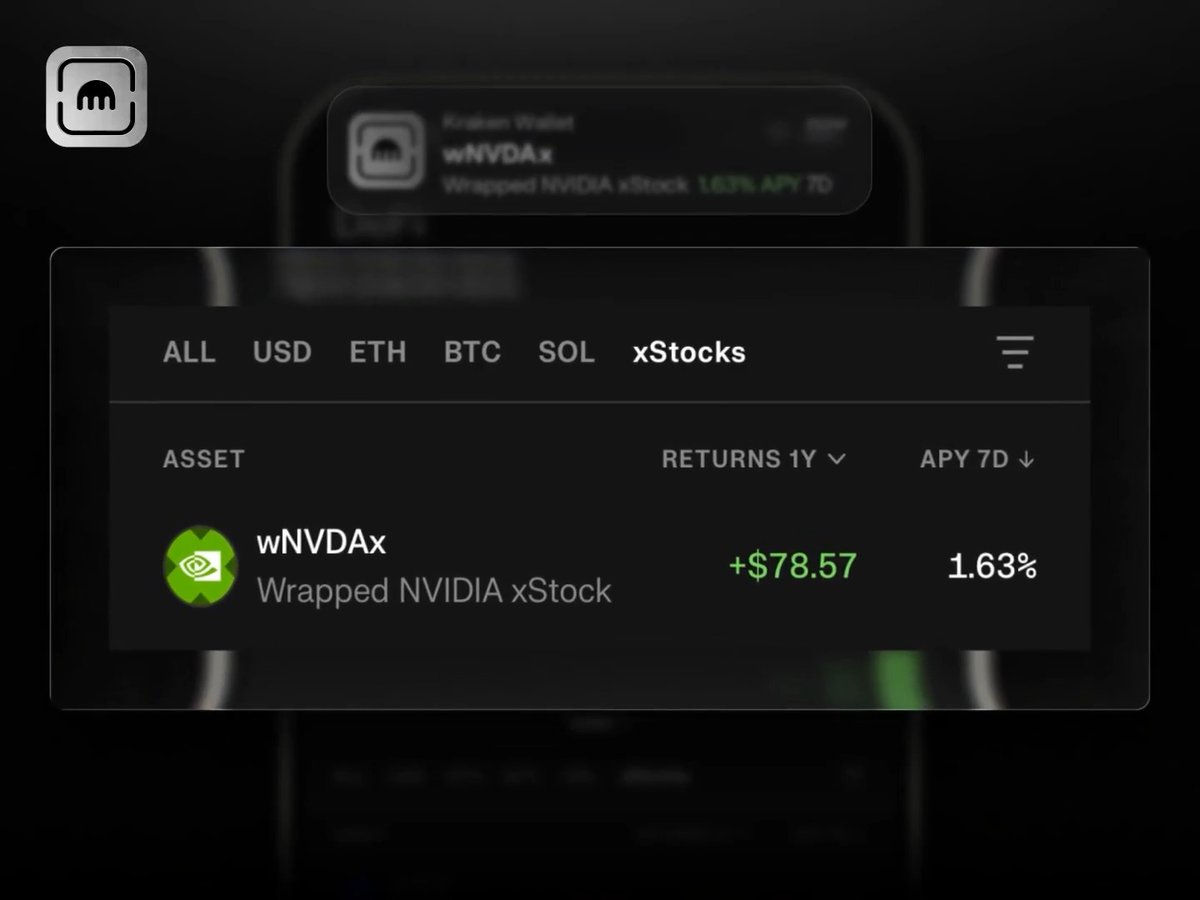 New in Kraken Wallet DeFi tab: xStocks vaults. Put your SPYx, QQQx and NVDAx to work onchain and get more of the same xStock, while keeping your exposure. Live now in the DeFi tab.