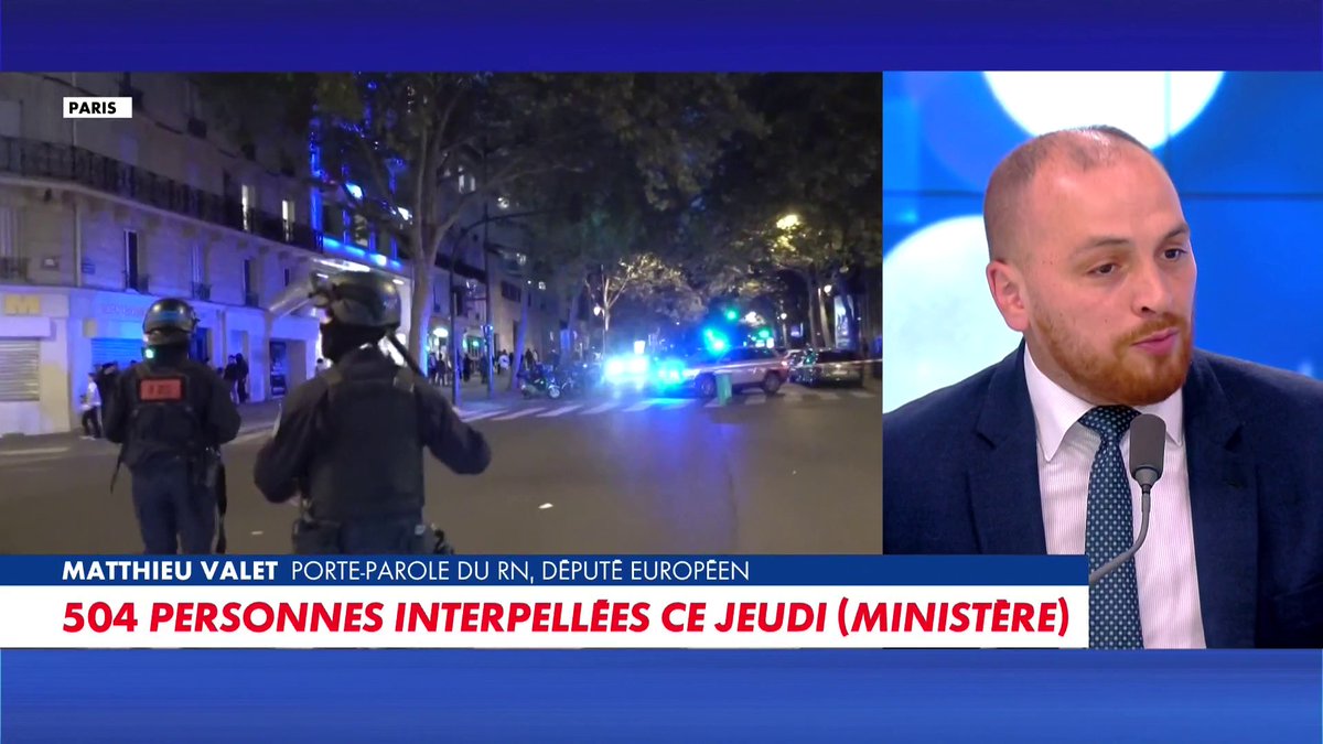 Matthieu Valet, porte-parole du RN et député européen, sur une catastrophe évitée de peu lors des manifestations lycéennes : «Une cheminée a été lancée sur une compagnie d'intervention. C'est passé à quelques centimètres», dans #Facealinfo
