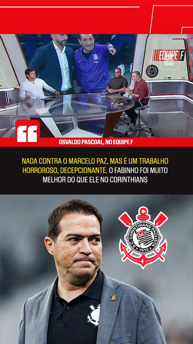 "Nada contra o Marcelo Paz, mas o trabalho dele no Corinthians é horroroso, decepcionante. O Fabinho Soldado foi muito melhor do que ele no Corinthians." 🎙️ Osvaldo Pascoal, na ESPN. 🎥 ESPN Brasil | SportsCenter Brasil