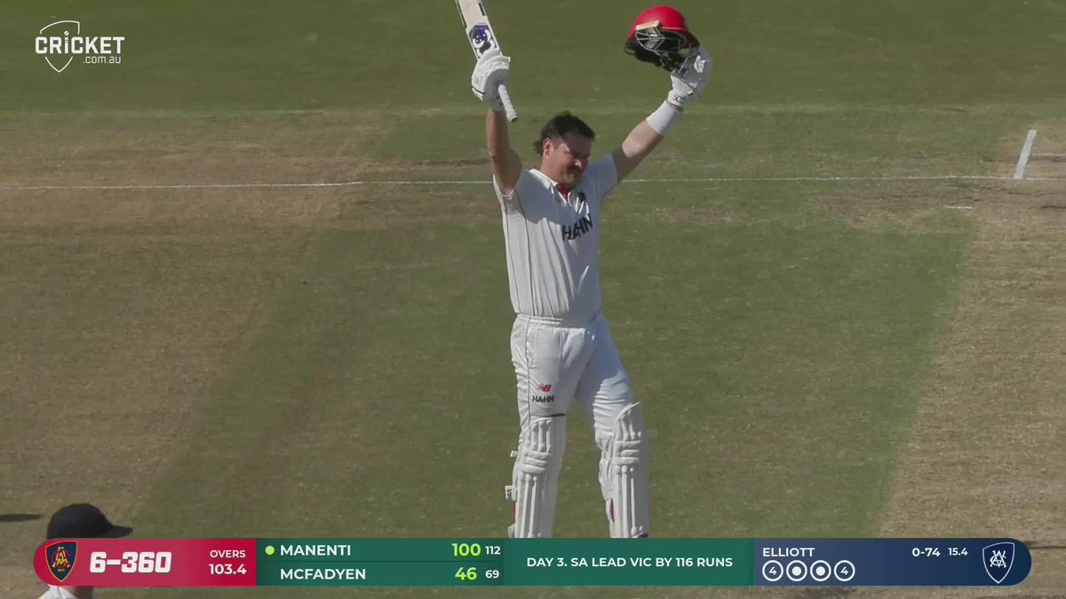 The Italian Stallion 🇮🇹 Ben Manenti, YOU have a first-class century! #SheffieldShield