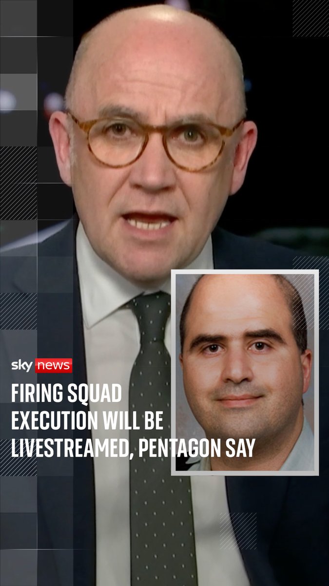 The planned firing squad execution of an ex-US army psychiatrist who killed 13 people in Texas will be livestreamed, the Pentagon has said. The last military execution by firing squad in the US was 81 years ago. Sky's David Blevins has the latest.
