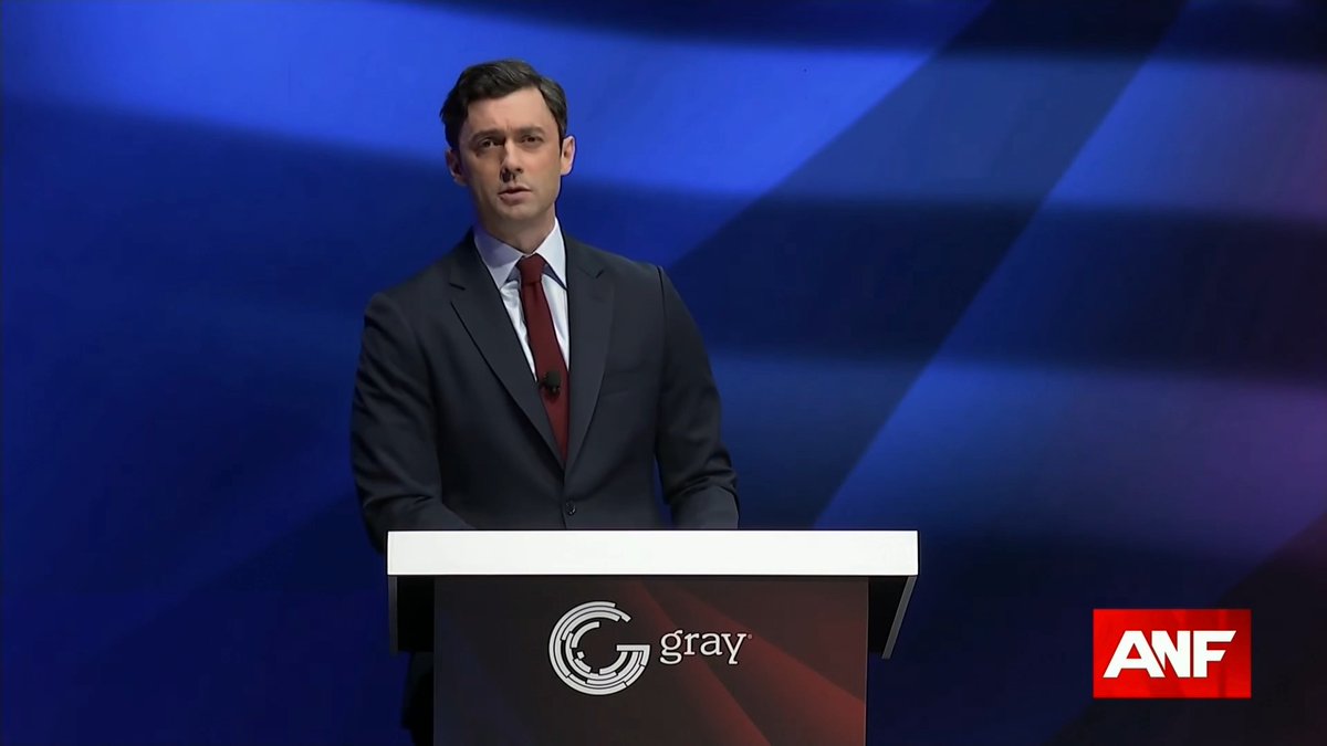 Ossoff: They promised to go after the worst of the worst. Instead, they've rounded up people at job sites with no suspicion of any criminal history. They've ripped breastfeeding infants from their mothers. They've unleashed federal agents to kill Americans on the streets of our cities with impunity. That's Mike Collins' immigration policy. And that's what you would expect from the bigot congressman who called for executing immigrants by throwing them to their deaths out of helicopters. Who still won't apologize for personally amplifying neo-Nazi propaganda and allowing it to be disseminated from his home.