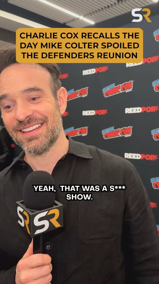 At #NYCC, #CharlieCox looks back on the day that #LukeCage himself, #MikeColter, accidentally spoiled the return of Luke, #JessicaJones, and #IronFist in #DaredevilBornAgain season 3. 😈
