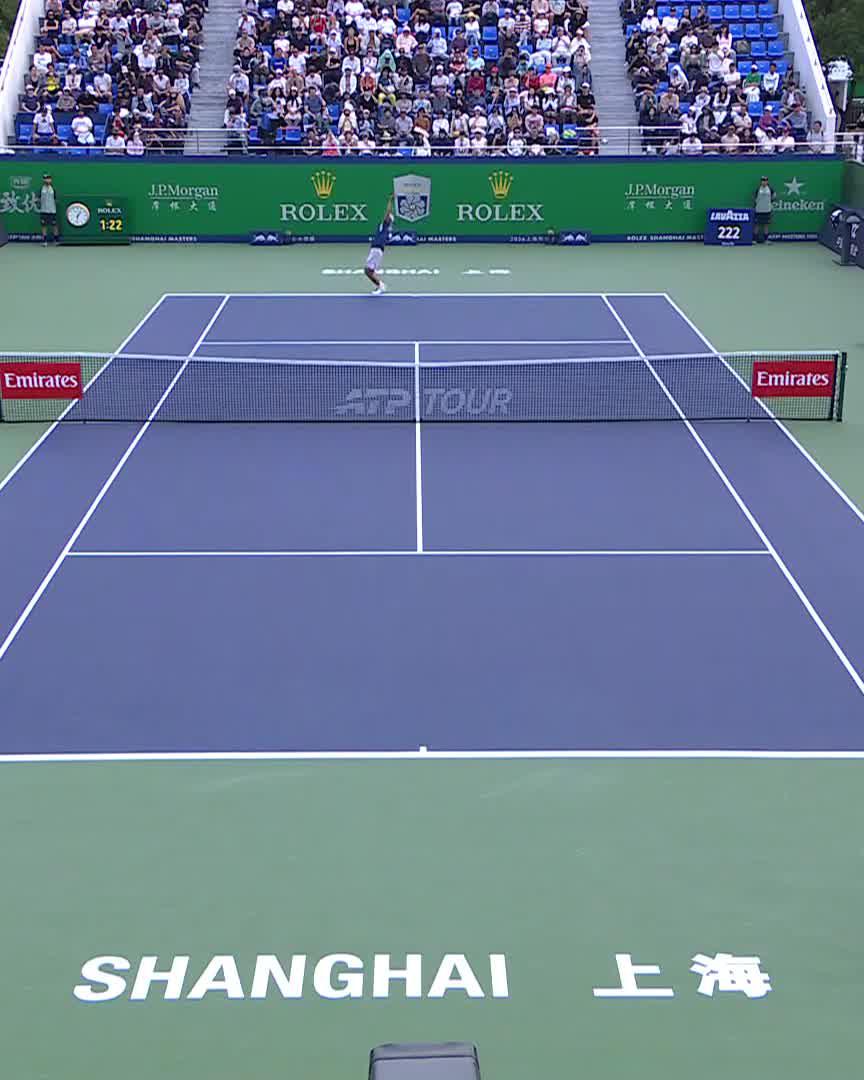 Upset complete ✔️ Qualifier Sakamoto takes out 2023 finalist Rublev 6-4 6-4 #RolexShanghaiMasters