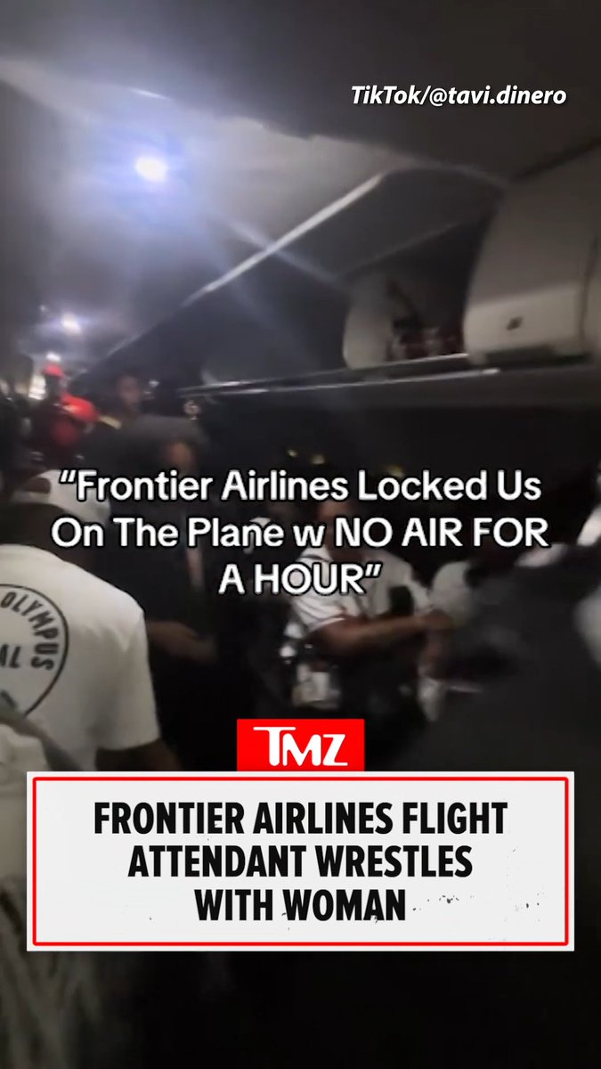 Frontier Airlines flight attendant gets into a physical altercation with a passenger. 🎥: TikTok/tavi.dinero
