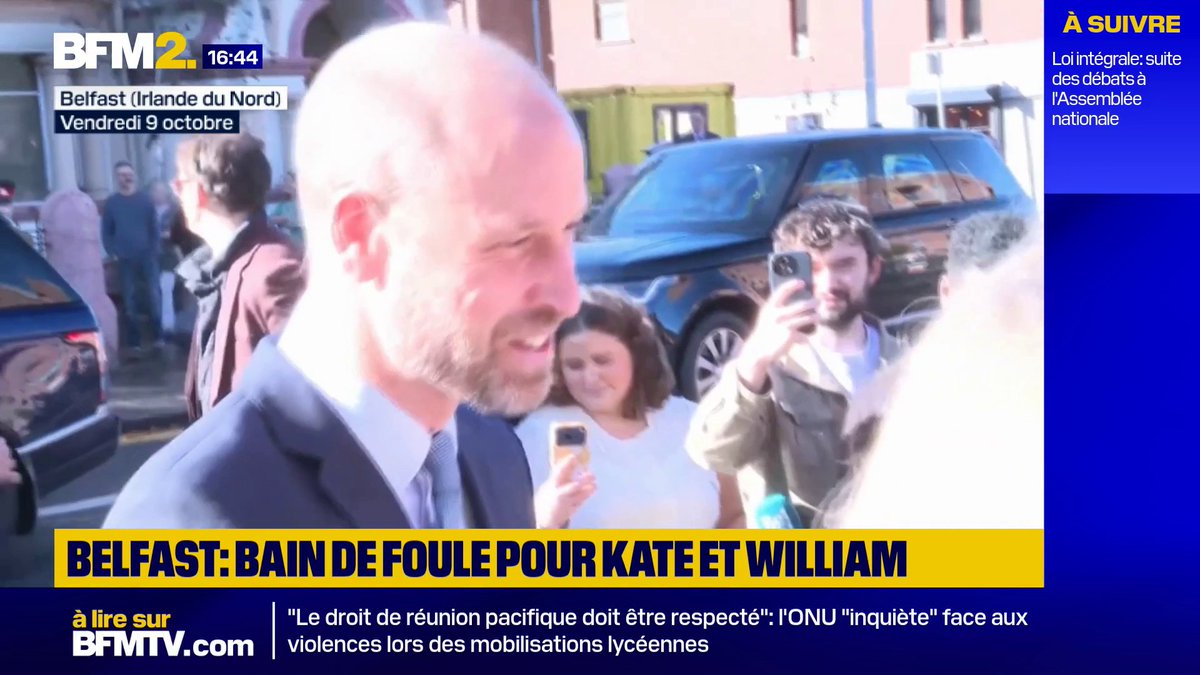 "Bonjour Angela": le prince William se joint à un appel vidéo pendant un bain de foule à Belfast #BFM2