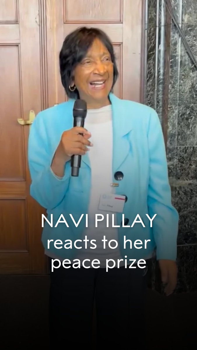 "Being a lawyer and a judge, I still want to verify this information." Navi Pillay – newly awarded peace laureate – didn't yet believe she had actually been awarded a Nobel Prize, standing in the courtroom where the Nuremberg trials took place. She told the room, "I think it's very appropriate that I'm with friends and colleagues, all of whom support human rights." Join us in congratulating our 2026 Nobel Peace Prize laureate!