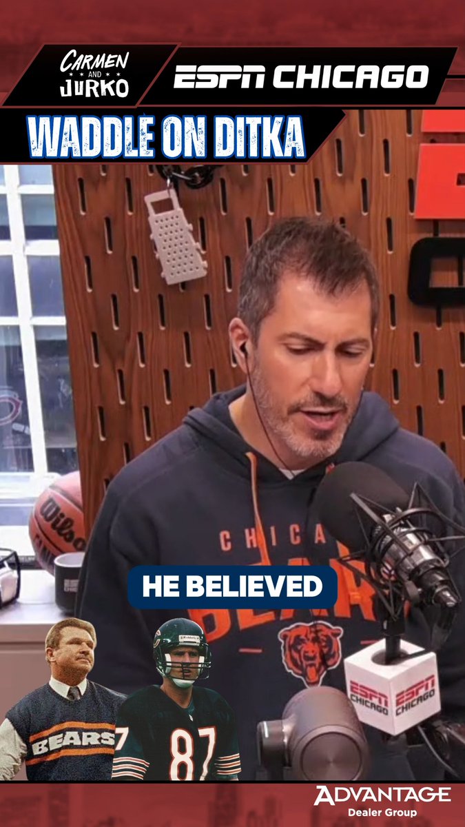 Waddle Reflects on What Mike Ditka Meant to Him. Carmen DeFalco @jurko64 @twaddle87 #MikeDitka #TommyWaddle #ChicagoBears #RIPDITKA
