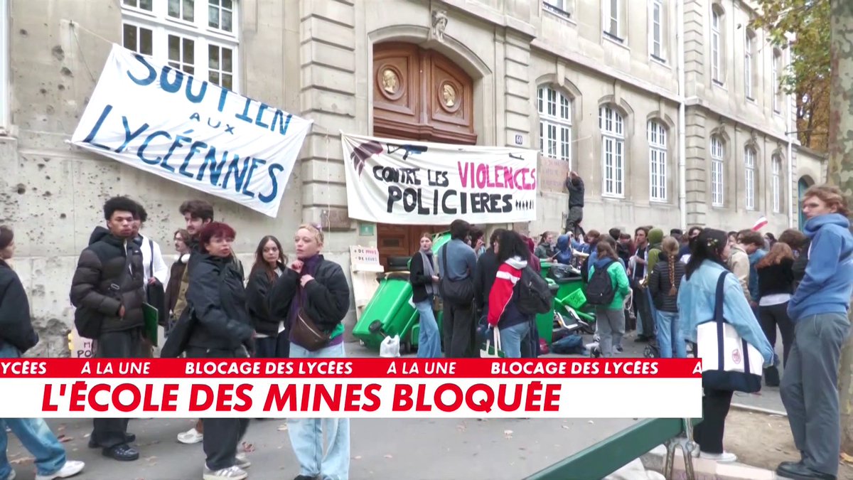 🇫🇷【ついにフランス最高峰のエリート理工系大学にもデモが拡大！】 フランスで続く高校生たちの抗議運動 今度は、フランスを代表する超名門グランゼコール「パリ国立高等鉱業学校（Mines Paris – PSL）」でも、学生たちが校舎の入口を封鎖しました ここは普通の大学ではありません 1783年創立。フランスの産業界を支える高度な技術者や研究者を育ててきた、国内屈指のエリート養成校です フランスには、一般の大学とは別に、厳しい選抜を経て進学する「グランゼコール」という高等教育機関があります Mines Parisは、その中でも特に名門として知られる理工系学校の一つ その学生たちまで、今回の抗議運動に加わったのです！ 10月9日、パリの校舎前にはゴミ箱が並べられ、入口を封鎖 掲げられた横断幕には、 「警察の暴力に反対」 という言葉が書かれていました フランス全土では、この日も141校の高校が閉鎖状態に 高校生たちの教育環境改善を求める運動は、大学やグランゼコールの学生にも広がりを見せています 将来フランスの産業や技術を担うエリート学生たちまで、なぜ抗議に参加するのか？ あんなにいい学校でも待遇が悪いのか？ これは、単なる高校生の学校封鎖ではなくなってきています