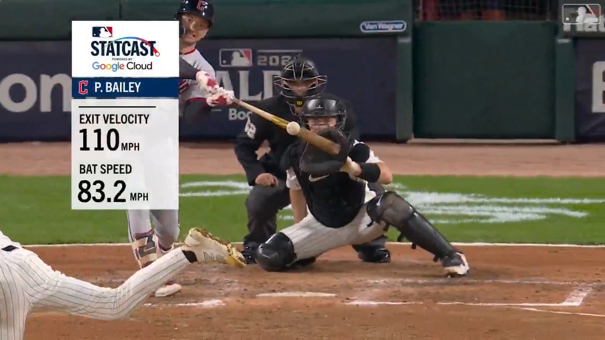 Patrick Bailey roped a laser down the right field line in the Cleveland Guardians Game 4 win 😮💨 (MLB x @GoogleCloud)