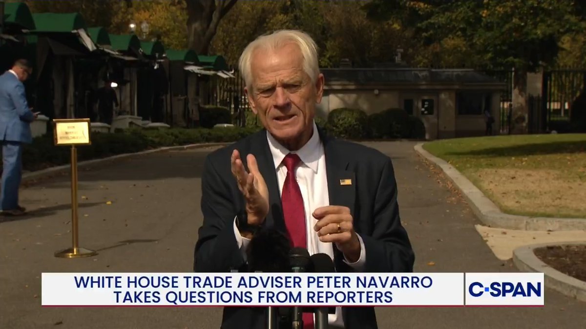 White House Trade Adviser Peter Navarro (Peter Navarro) praises C-SPAN for coverage, saying that other media are not around: "I appreciate C-SPAN for running this today... God bless C-SPAN"