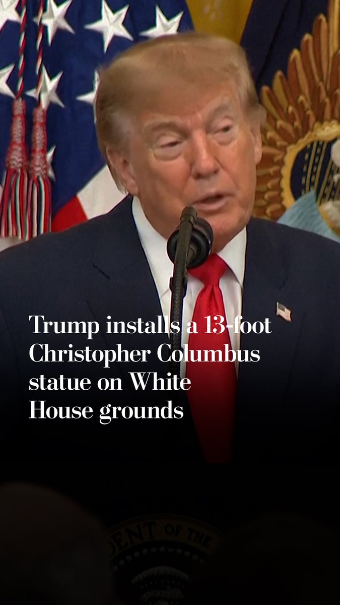 President Trump is installing a 13-foot Christopher Columbus statue on the presidential grounds. He also criticized New York City over a map that omitted Little Italy.