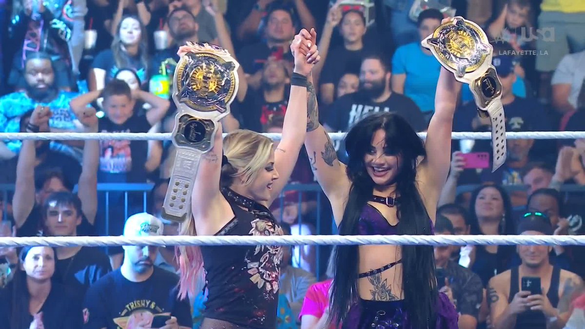 NEW WOMEN'S TAG TEAM CHAMPIONS!!! 🏆 What a moment for Lexi (Kaufman) Cabrera and Tater!!