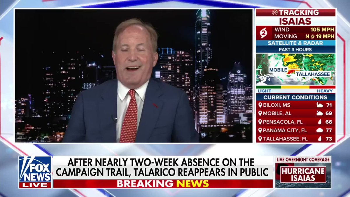 Ken Paxton is questioning James Talarico's recent absence from the campaign trail, calling it the strangest race he's ever experienced. "I've never had a candidate disappear for almost two weeks," Paxton says, claiming Talarico missed multiple appearances and canceled events without an explanation. Then, according to Paxton, Talarico suddenly resurfaces at a music festival, not to deliver a speech, but simply to walk around. "It's been a very strange two weeks," Paxton adds.