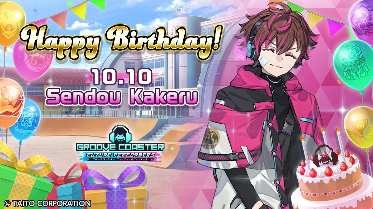 🎉＼Happy Birthday!／🎂 本日10月10日は主人公の1人で虹宮高校の新入部員「閃道カケル(CV: 川島零士)」の誕生日！ 『グルーヴコースター フューチャーパフォーマーズ』で、Somari氏が曲を手掛けるテーマソング「サンダーボルト」を遊んで是非一緒にお祝いください♪ #グルコス #閃道カケル誕生祭
