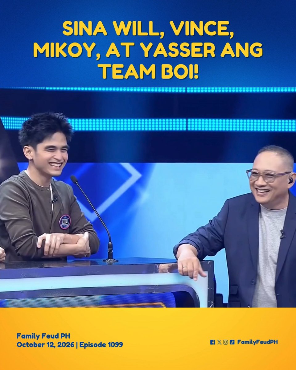 #FamilyFeudPH #SneakPeek: Team Boi, handa na sa laban! Abangan sila sa Lunes, 5:35 PM! Bumisita sa at panoorin ang Kapuso Stream, weekdays, 5:35 PM sa Family Feud PH's Facebook at YouTube.