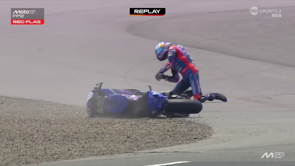 Riders are built different 🤯 Toprak dislocates his shoulder and pops it back in on track 🤯 #MotoGP | #IndonesianGP | Live on TNT Sports and HBO Max