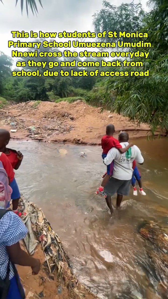 This is how pupils in Anambra State goes to school The brother and sister, mama n papa to these kids will go online and all they talk about is Lagos, Lagos “ We want to give them Good Governance “ They would hide the rotten going on in their own land but fixated on Yoruba land