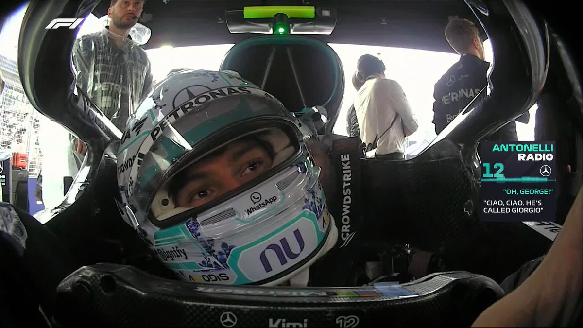 Meanwhile, over at Mercedes Kimi's got a new engineer... called Giorgio! 😂 #F1Sprint #SingaporeGP