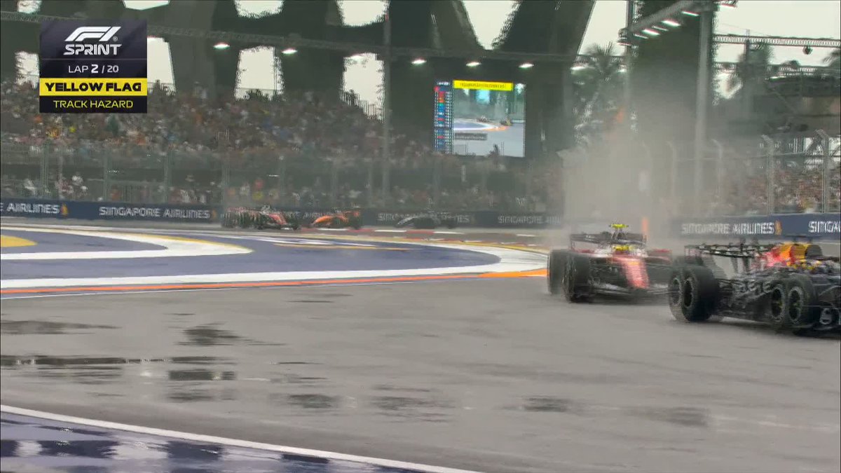 George Russell crashes into the pit wall and is OUT! 😲❌