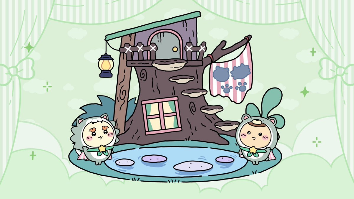 ┏━━━━━━━━━┓ 🗡️ピーターパン🗡️ ホームアイテム ┗━━━━━━━━━┛ ピーターパン衣装のくりまんじゅうたちが遊びに来る ホームアイテム【迷子のこどもとひみつ基地】をご紹介✨ Lvアップさせるとちいかわたちも遊びに来る! イベント交換所でゲットしよう⭐ #ちいぽけ1ꓸ5周年