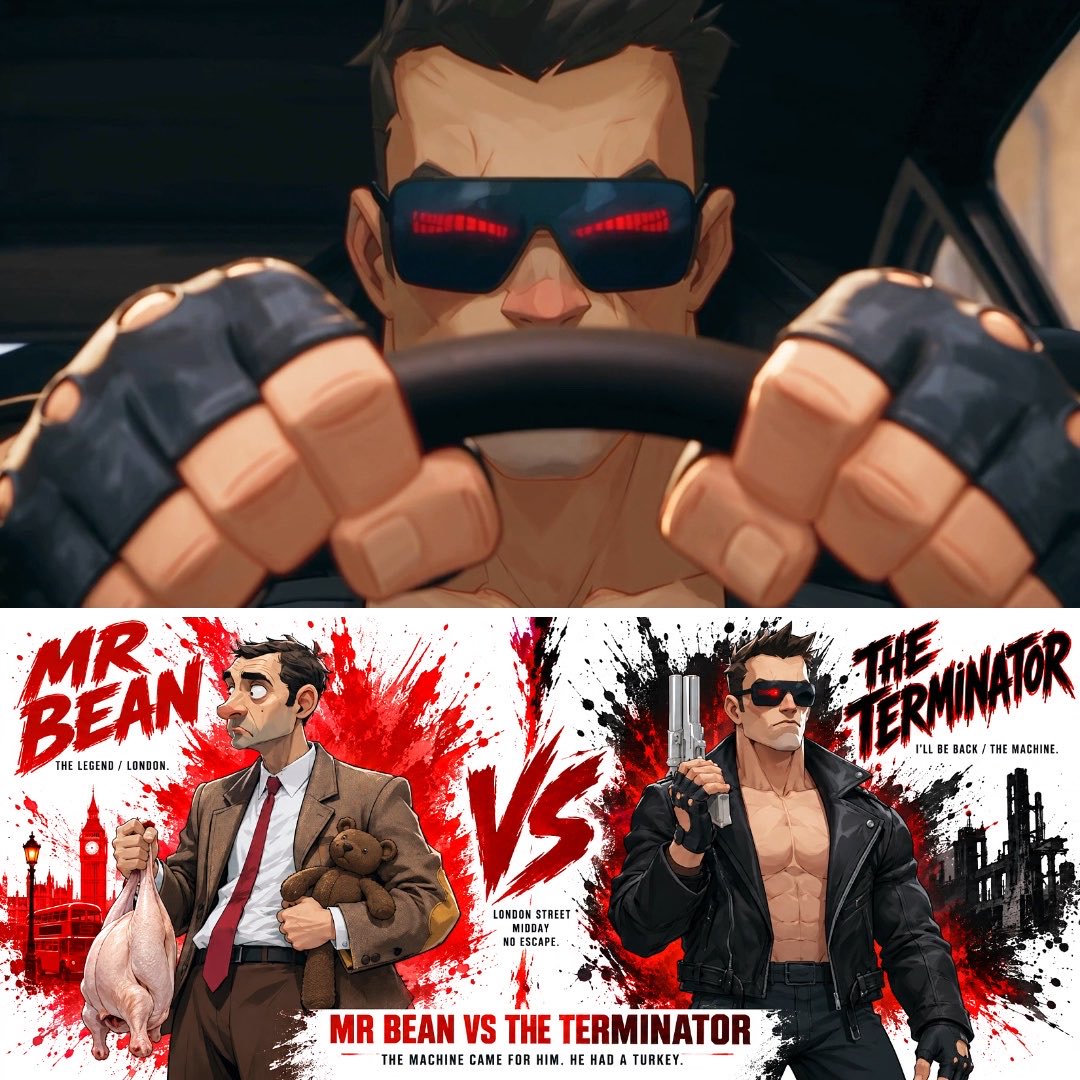 Terminator calculated every outcome. He did not calculate Mr. Bean🤖🧸 Made with Seedance 2.5 & GPT Image 2.5 Prompts below👇🏻