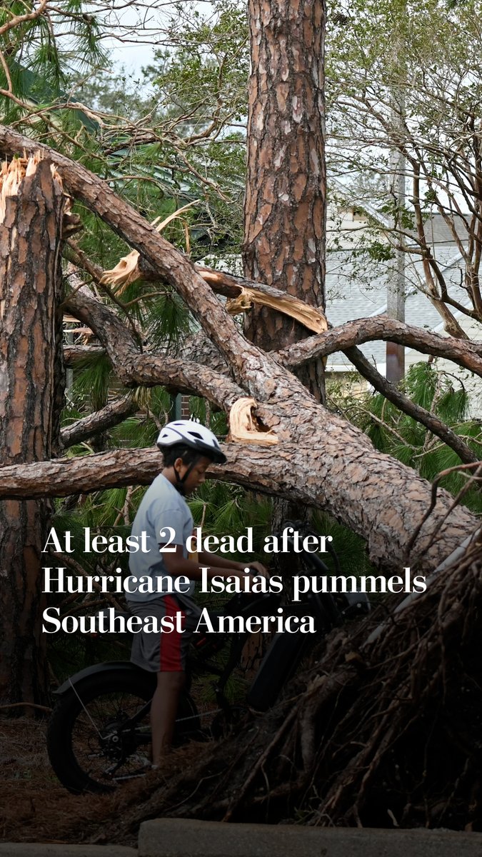Two dead and hundreds of thousands are without power as Hurricane Isaias sweeps inland. The Category 2 hurricane made landfall in Florida late Friday, packing wind gusts over 100 mph and a storm surge of up to 6 feet.