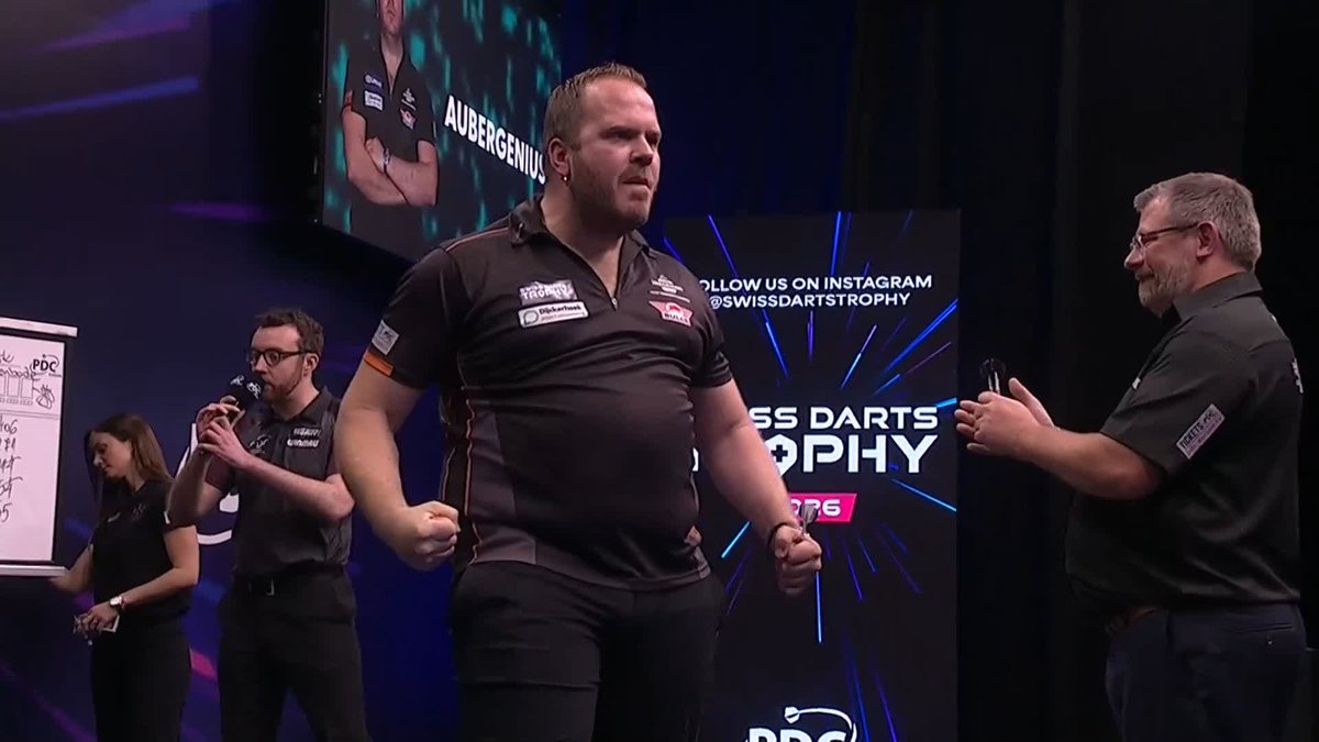 DIRK DOES IT AGAIN! Dirk van Duijvenbode celebrates a FIFTH straight victory over James Wade! 🤯 The Dutchman survives four match darts to win through another last-leg decider here in Basel! 📺 #ET14