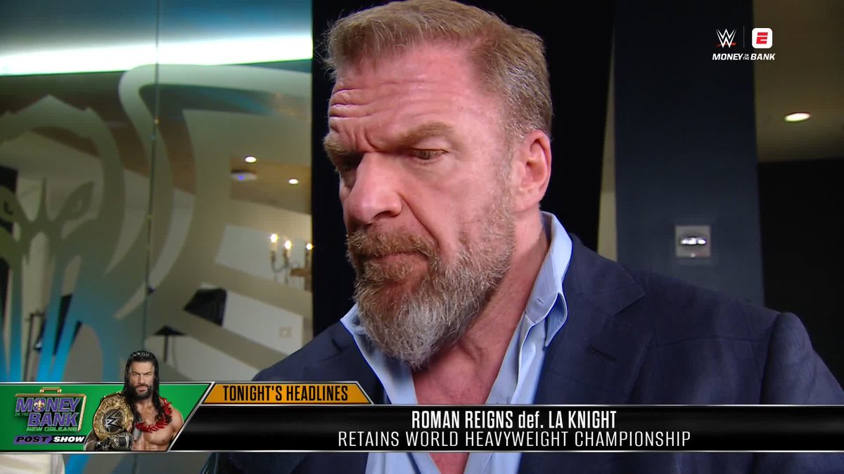 .Triple H discusses the opening contest between Roman Reigns and LA Knight! 🙌