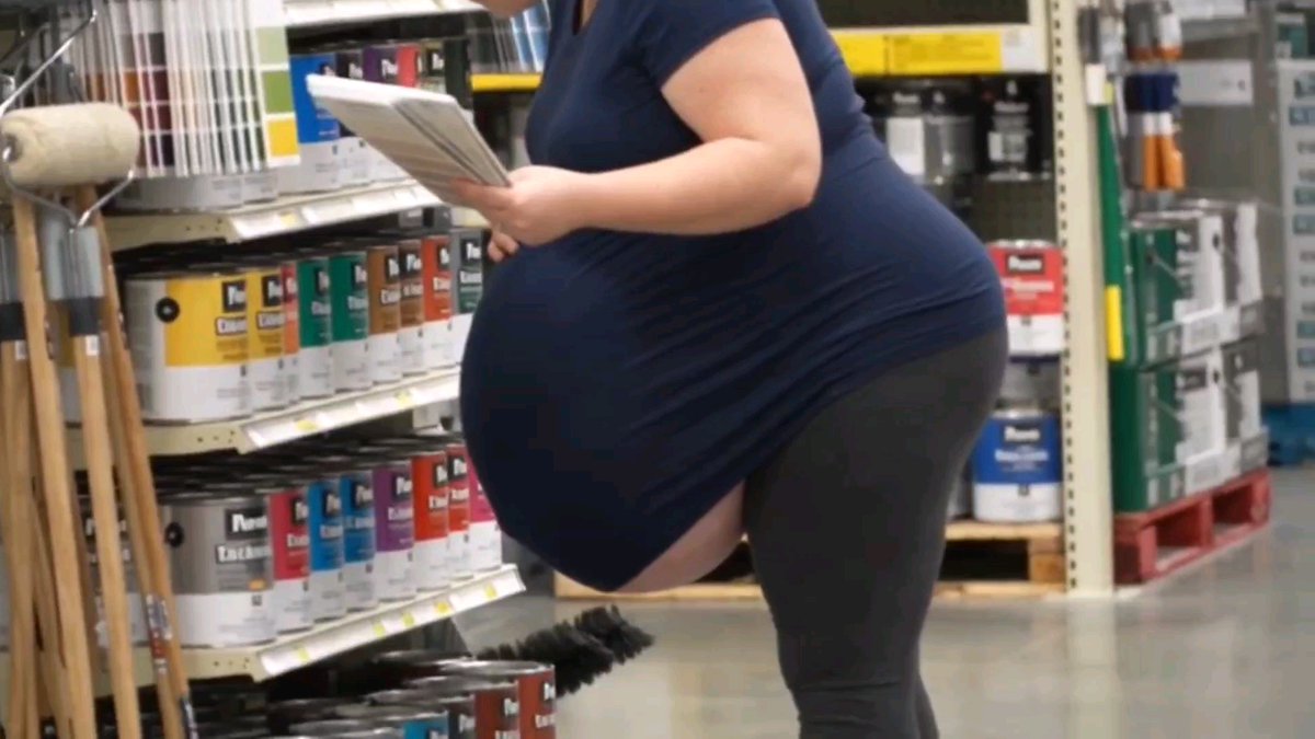 I went to the hardware store today and I saw this crazy massive momma so I decided to do a recreation. This is a total recreation and there is no original candid video of the momma but the belly isn't to far off from reality. #aivideo #preggo #hyperpreg #belly #pregnant #preggo