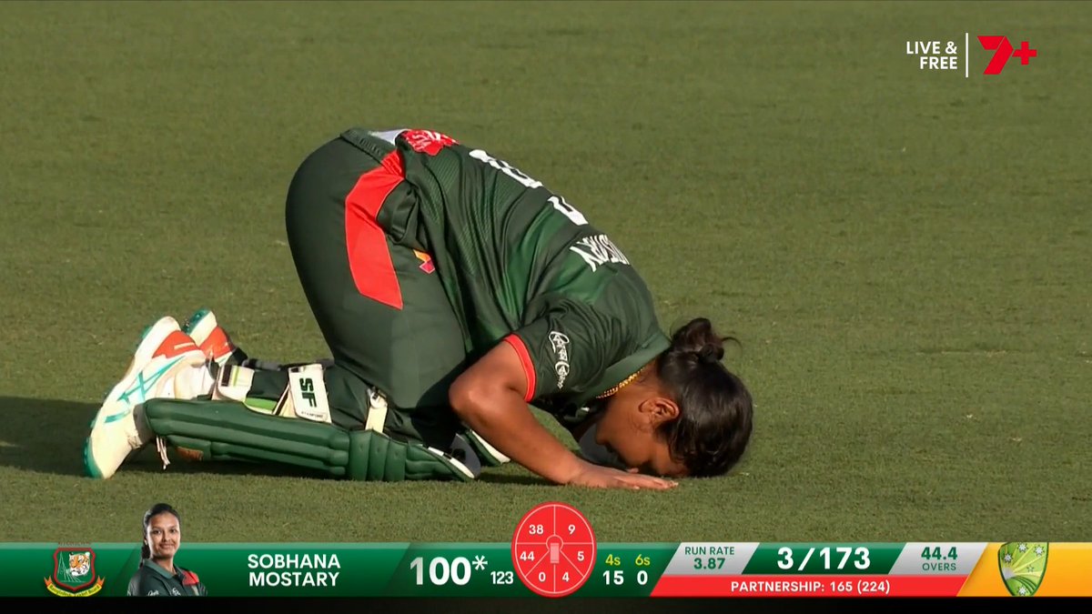 What a moment for Bangladesh cricket! Sobhana Mostary brings up her country's first ever women's century v Australia!