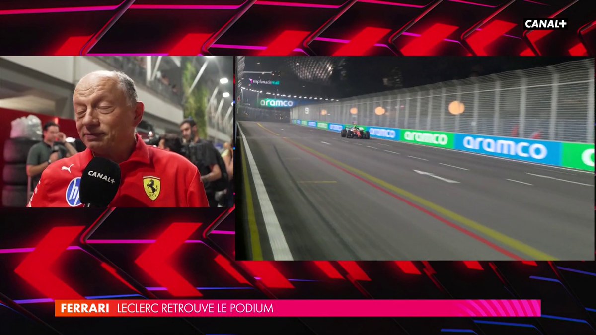 "Lewis a voulu rester en piste, ça lui coûte le podium. Il s'est excusé dans le tour de décélération et a reconnu que c'était une erreur" Fred Vasseur nous donne plus d'informations sur la stratégie de Ferrari 👀 #SingaporeGP #F1