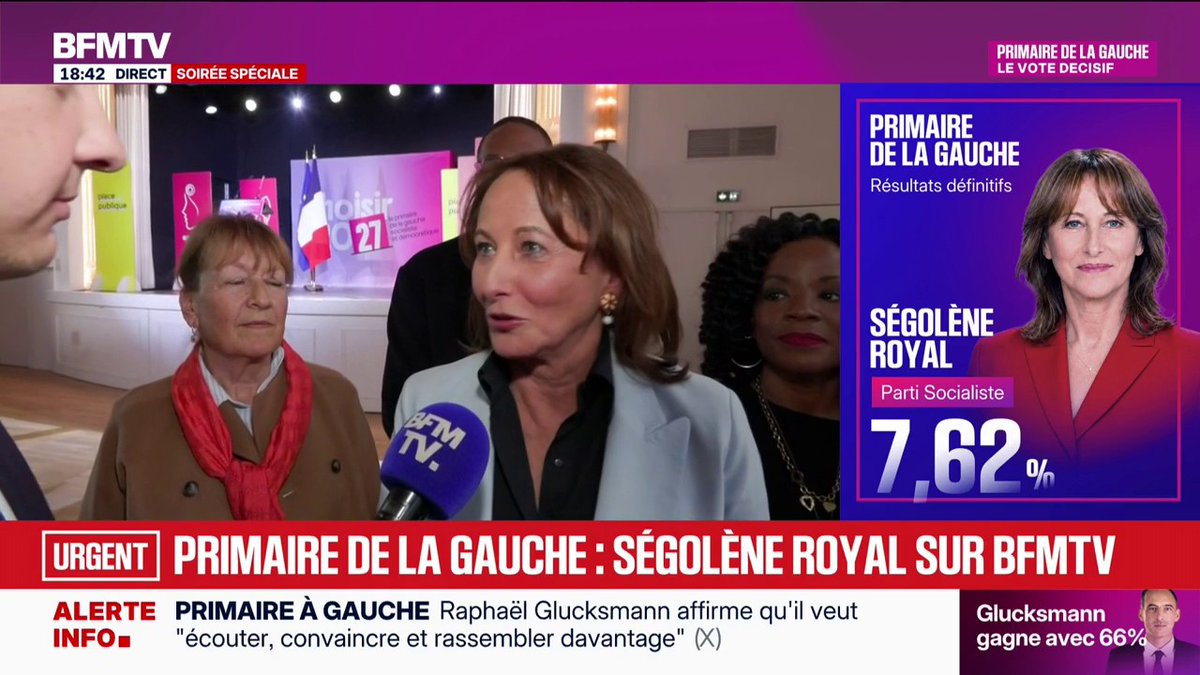 Victoire de Raphaël Glucksmann à la primaire sociale-démocrate: "Je lui souhaite de faire au mieux", déclare Ségolène Royal, candidate perdante