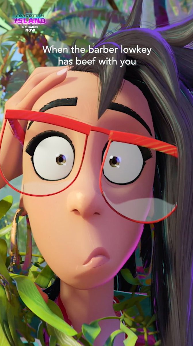 The haircut highkey looks great though 🔥 Experience Forgotten Island now playing in theaters! Get tickets now: