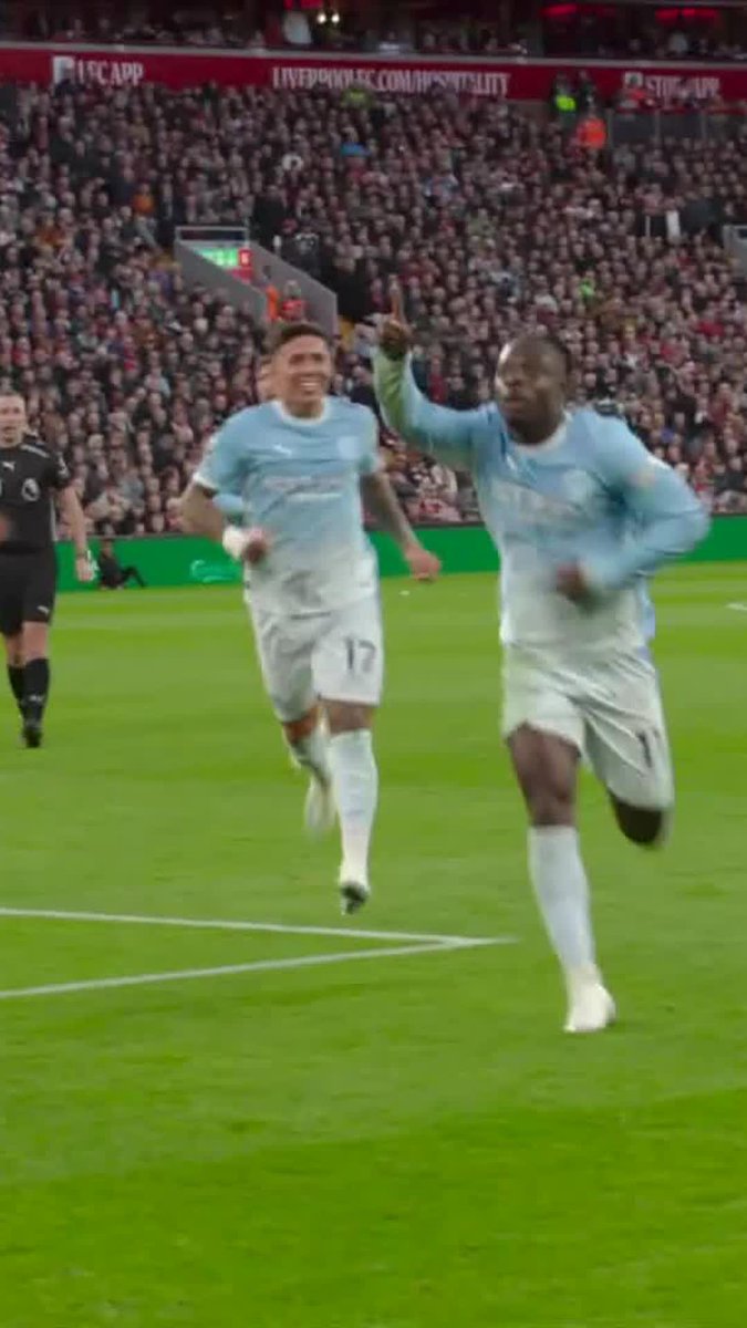 Jeremy Doku 😮💨🚀 He silences Anfield with his first goal of the season 👏 📺 Stream #LIVMCI on DStv: