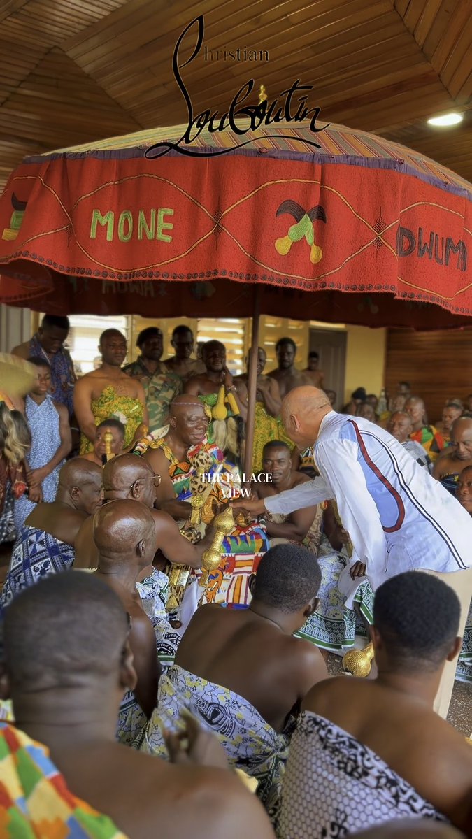 Renowned French fashion designer Christian Louboutin joins His Majesty Otumfuo Osei Tutu II, Asantehene, at Manhyia Palace to celebrate the 7th Akwasidae, in a gathering that highlights the rich cultural heritage and traditions of Asanteman.