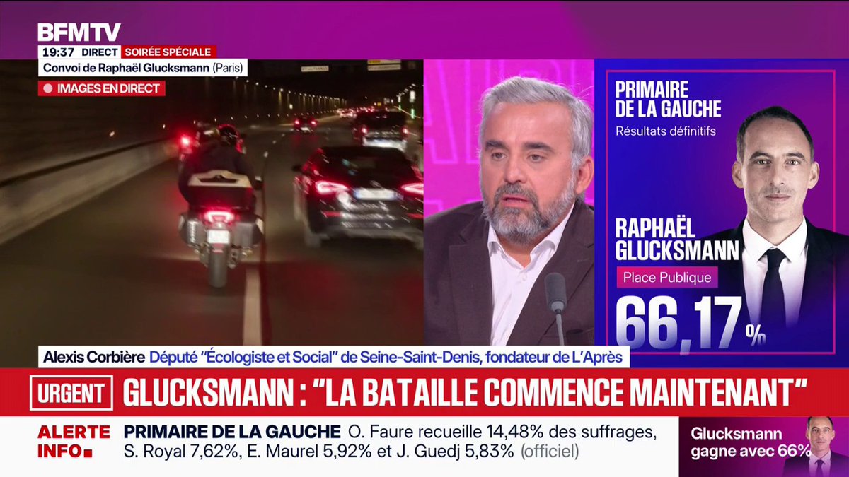 🗨️"Il n'est pas lucide sur la réalité des rapports de force" Le député "Écologiste et Social" Alexis Corbière réagit à la victoire de Raphaël Glucksmann à la primaire sociale-démocrate