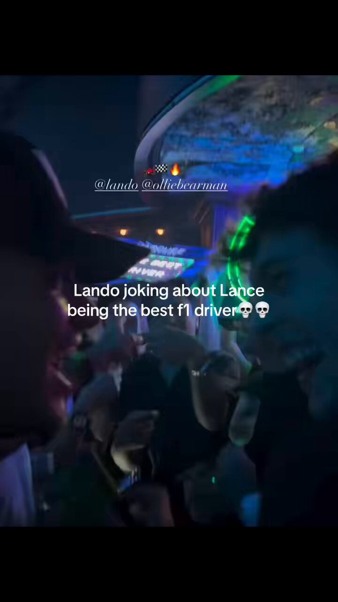 🚨ATTENTION Lando Norris and Ollie Bearman partying after the Singapore GP. Someone holds up a sign saying “To the best driver” And Norris shouts “Where’s Lance, where’s Lance” Has he not learnt the last few days by saying things such as “Some people don’t deserve to be in F1” and mocking a reporter, that this doesn’t come across very well. Lance may not be the best driver on the grid but have some decency atleast. #F1 #Formula1 #SingaporeGP