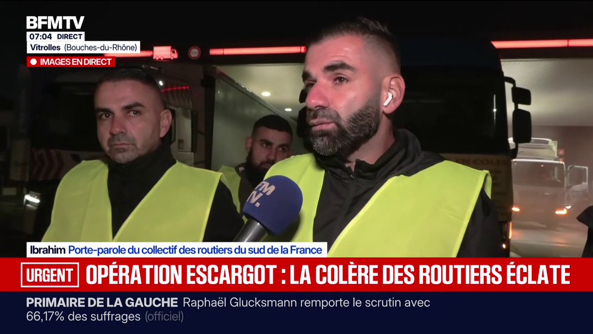 🇫🇷 FLASH - Les routiers ENTRENT À LEUR TOUR dans la mobilisation ! Une OPÉRATION ESCARGOT est en cours à Vitrolles pour protester contre le prix du gazole. (BFMTV)