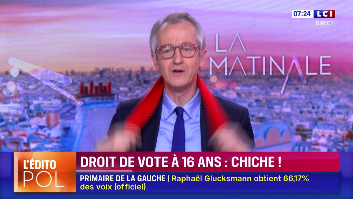 🗳️🇫🇷 Droit de vote à 16 ans : chiche ! 📺 L'Édito Pol de Christophe Barbier dans La Matinale LCI présentée par Solenn Riou ⬇️