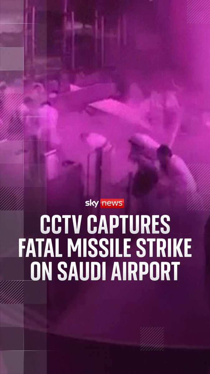 Two attacks on the international airport in Riyadh over the weekend have left 13 people dead, with 12 killed in the first strike on Saturday. CCTV footage from inside the airport captured the moment missiles struck its terminals on Saturday. 🔗