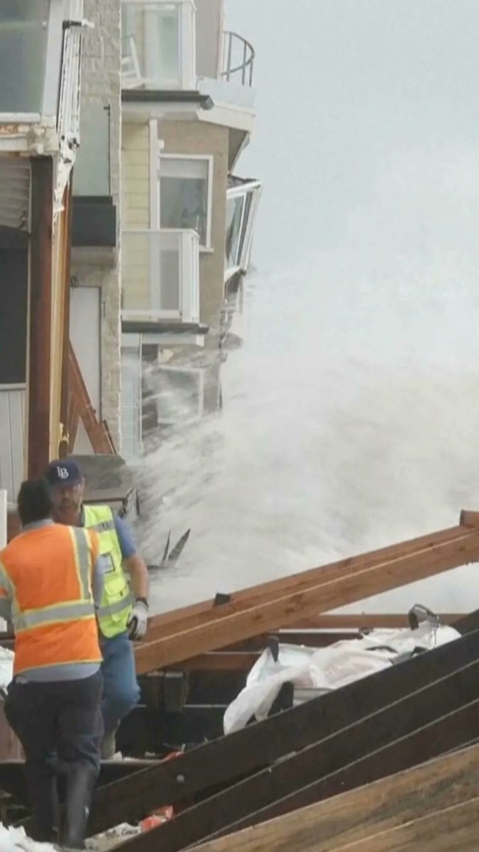 Unusually large waves from post-tropical cyclone Rachel battered Southern California on Sunday, damaging a historic wooden boardwalk and smashing against coastal homes in Long Beach.