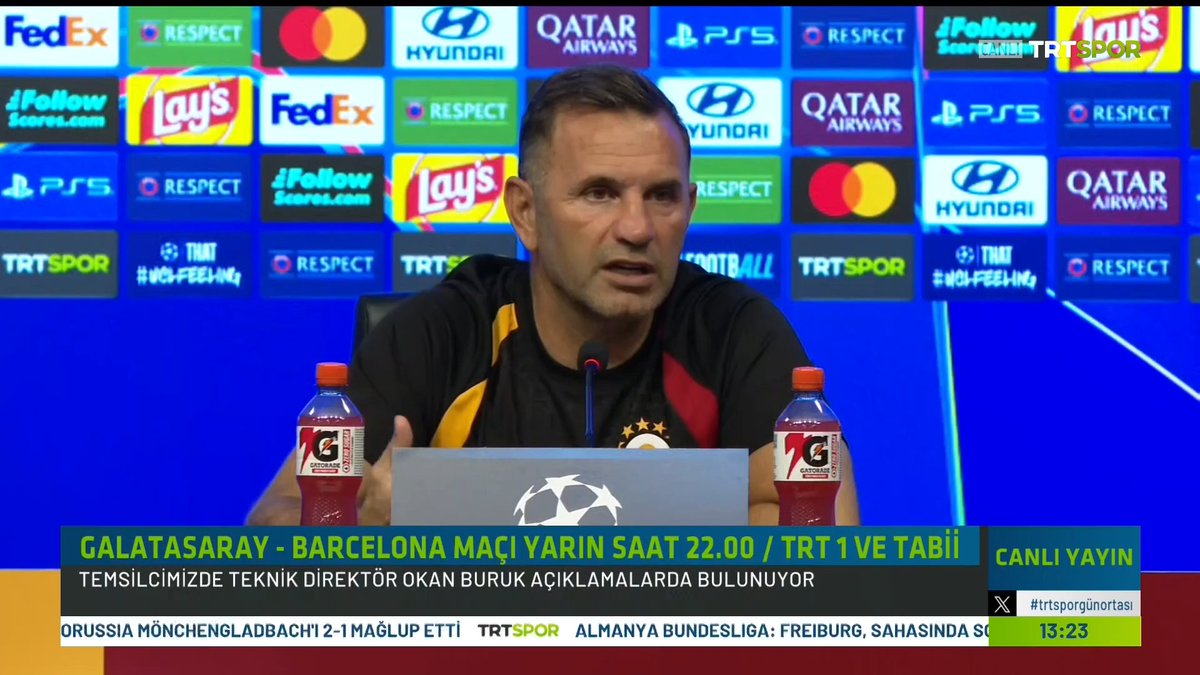 🗣️🎙️ Okan Buruk: "Barcelona'ya karşı olumlu bir sonuç bizi çok mutlu eder ve yükseltir. Şampiyonlar Ligi'nde hedeflerimiz var, bundan sonra çok daha kritik maçlara da çıkacağız. Bu yüzden puan almak çok önemli."