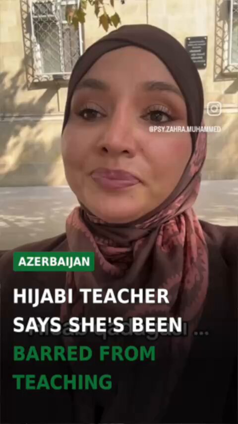 “Please do not take away our girls’ right to an education.” 🇦🇿 A Muslim teacher in Azerbaijan has made an emotional appeal after being barred from teaching because she wears the hijab. In a moving video, she recalls growing up in poverty, studying by lamplight until 2 or 3am and dreaming of going to university. But she says she was forced to choose between her faith and education, waiting until the day after she finished school to put on the hijab. Now, years later, she says she's facing the same dilemma as a teacher. She insists that wearing the hijab must be a personal choice, opposing both forcing girls to wear it and forcing them to remove it. The video comes amid growing controversy in predominantly Muslim Azerbaijan, where restrictions on religious clothing in schools have sparked protests by Muslim pupils and teachers. Her message is simple: No girl should be denied an education because she chooses to wear the hijab.