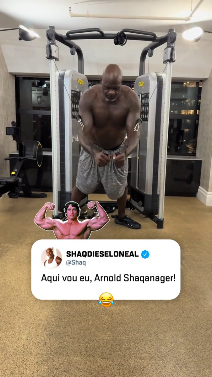 Arnold Shaqanager 😂 Shaquille O'Neal postou um vídeo treinando na academia e disse que está chegando ao shape de Arnold Schwarzenegger aos 54 anos! 📹 @shaq 📷 Jack Mitchell/Getty Images #NBAnaESPN #ShaquilleONeal #ViraisESPN