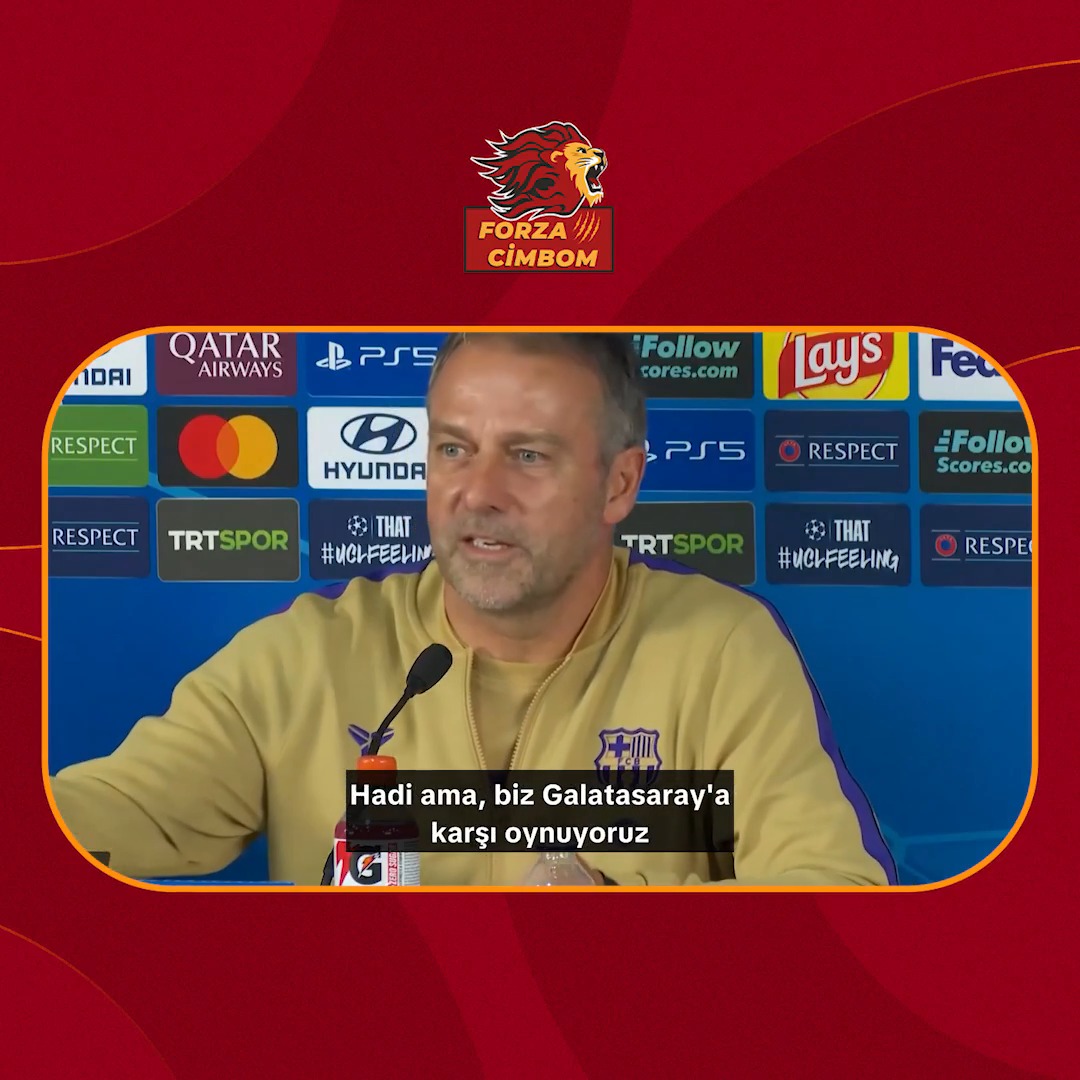 Hansi Flick, Barcelona - Galatasaray maçı öncesinde Real Madrid maçıyla alakalı soru soran Cadena SER muhabirine sert çıkıştı: "Hadi ama Galatasaray'a karşı oynuyoruz. Bu takıma saygı duyun! Harika bir takım, harika atmosfere sahipler!"