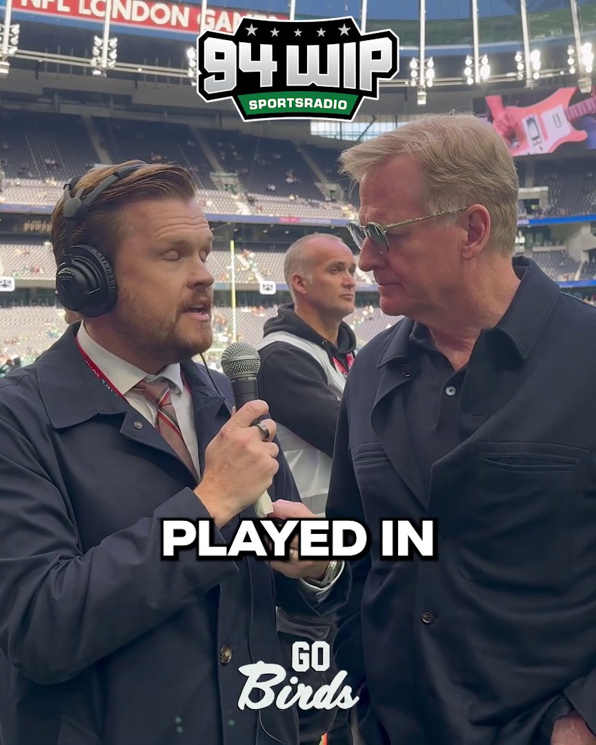 NFL Commissioner Roger Goodell, speaking with ESP in London, says featuring the Eagles is "intentional." "Jalen Hurts is a face of the league—not just here, but around the world."