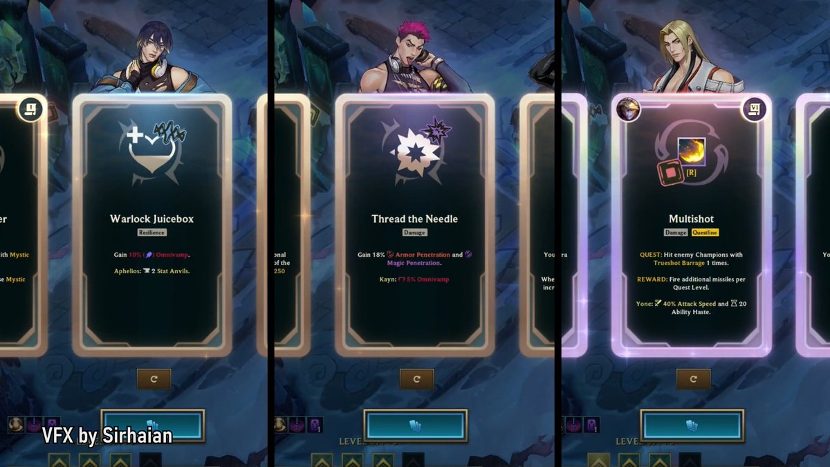 Some smol UI VFX work I did for Mayhem! ✨ Mostly new Augment Card treatments and completions.